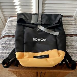 Timbuk2 Tuck Roll Top Backpack Black Yellow Laptop Commuter Bag Spotter Promo